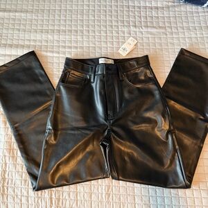 Abercrombie & Fitch “The 90s Straight” Black Faux Leather Pants